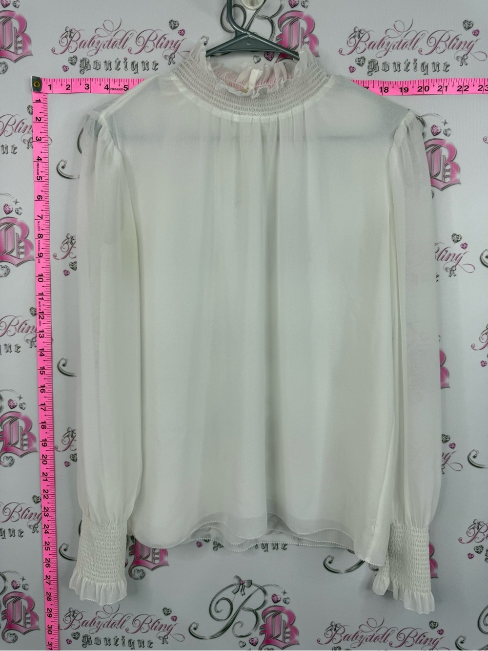 Wilfred shirt Cream Smocked High-Neck Long-Sleeve Blouse